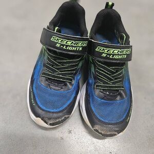 Skechers Youth Kids Running Shoes Black Blue  Vortex Flash Trainers Sneakers Siz